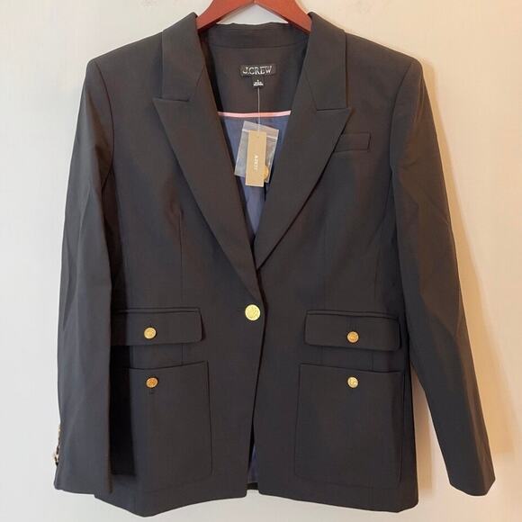 J.Crew Vivienne Blazer Italian Bi Stretch Merino Wool Blend Office CC421 Black 6 - Picture 2 of 16